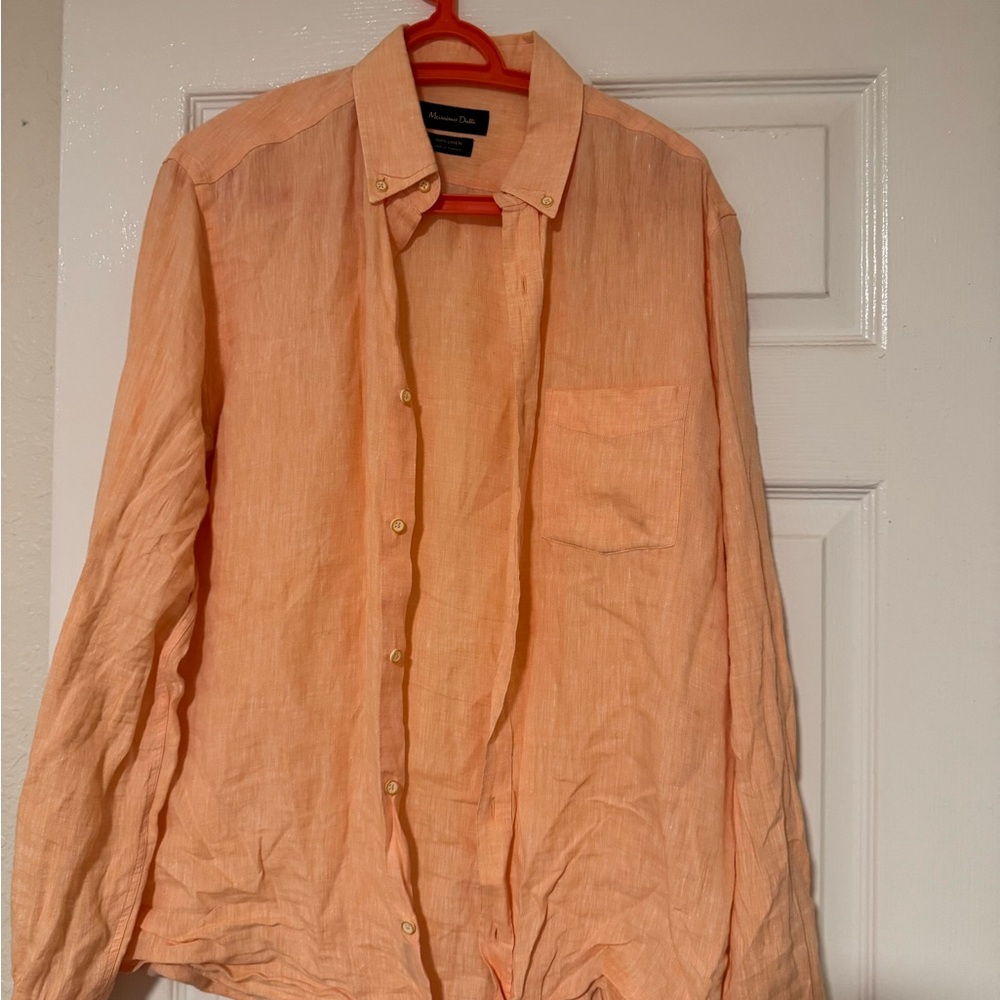 Massimo Dutti Men's Light Orange Shirt Jacket